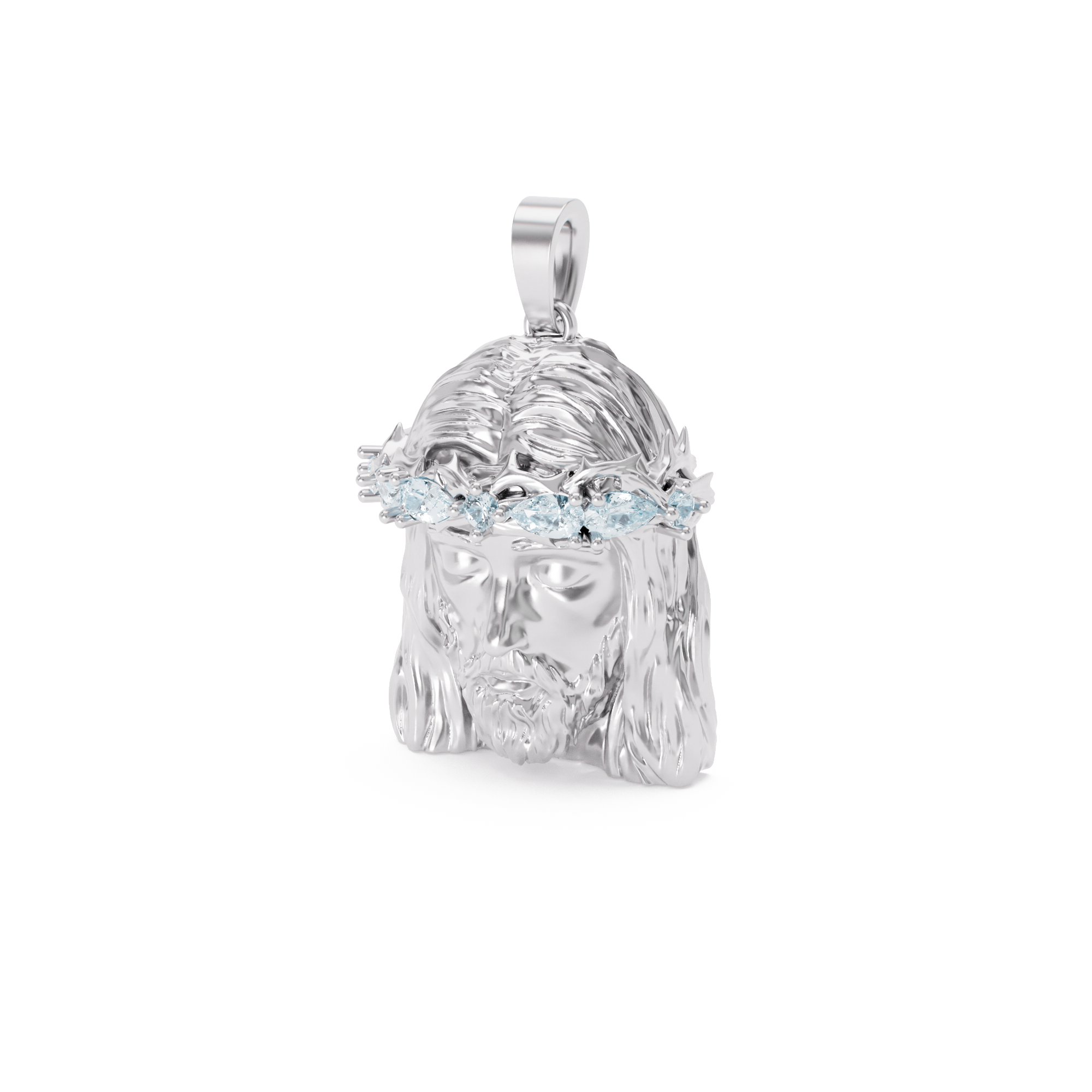 Gemstone Silver Jesus Head Pendant