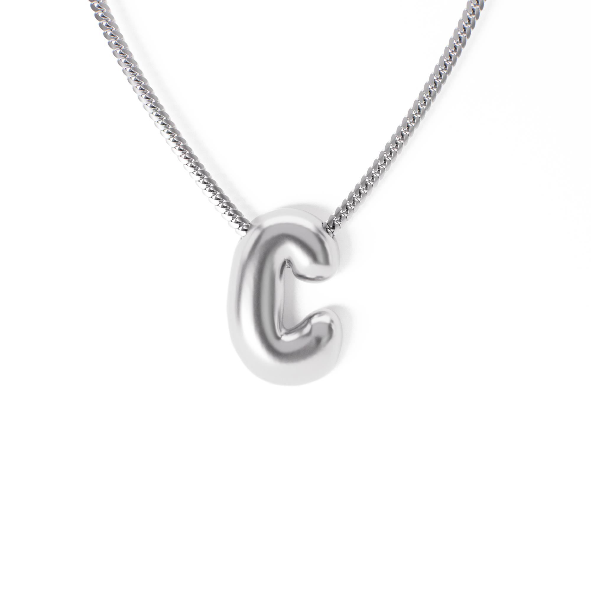 Silver Bubble Letter Pendant