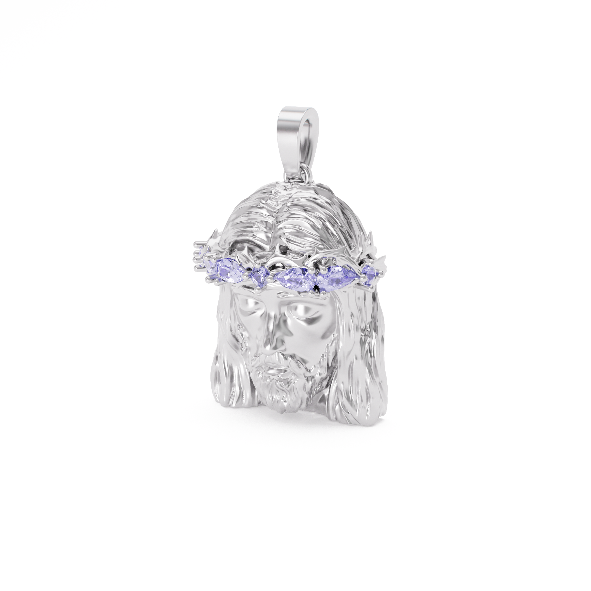 Gemstone Silver Jesus Head Pendant