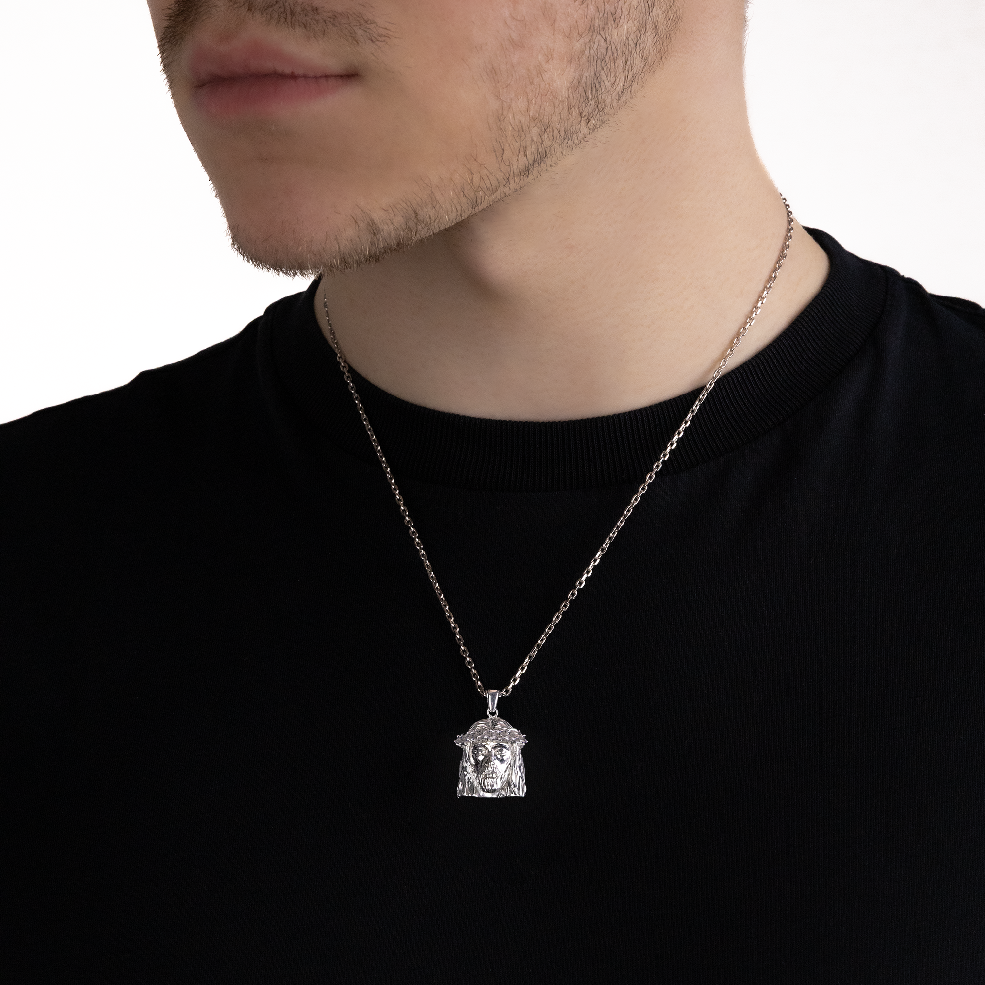 Mini Silver Jesus Head Pendant
